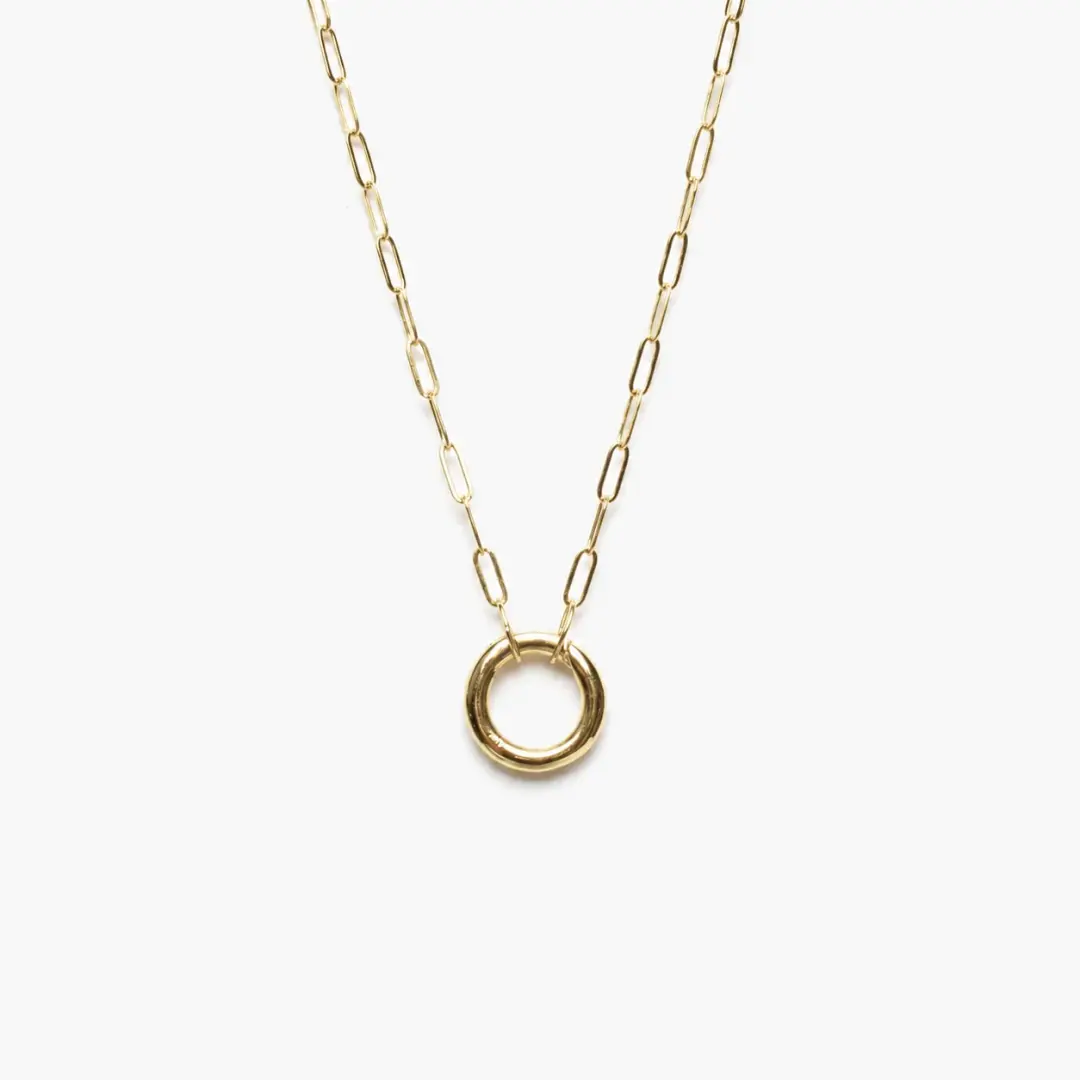 Gold Circle Charm Necklace