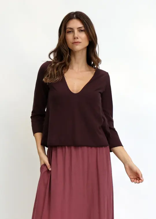 Plunge Built In Bra Ojai Cropped Shirt