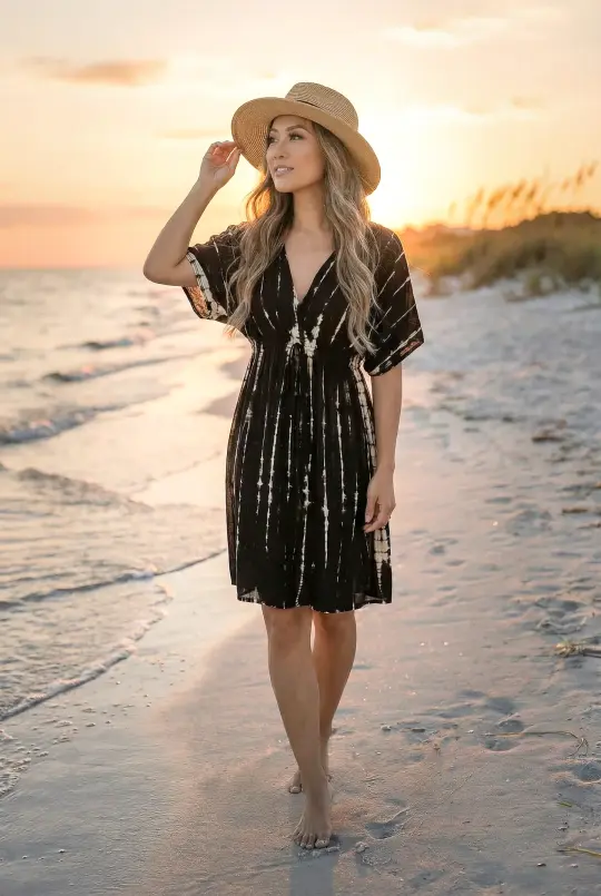 Mona Tie Dye Dress Black