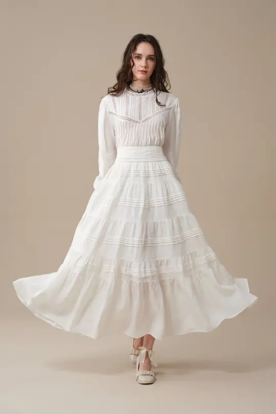Alice 12 |  Pintuck Linen Maxi Skirt