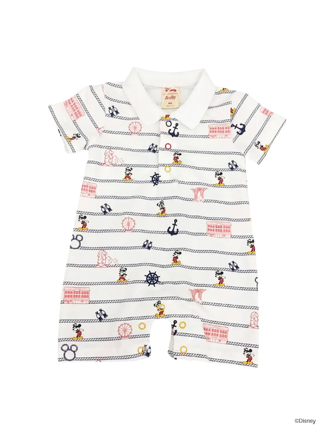 Short-Sleeve Polo Romper - Nautical Mickey