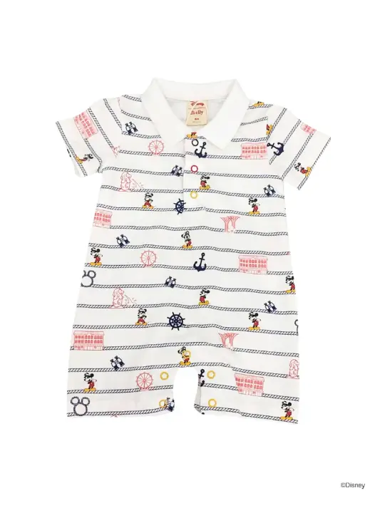 Short-Sleeve Polo Romper - Nautical Mickey