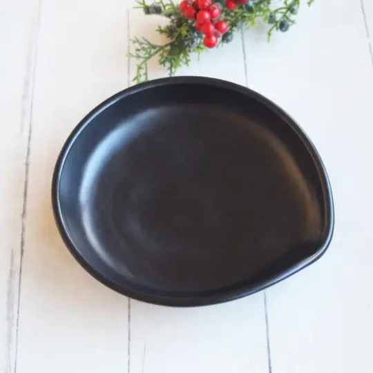 Large Modern Black Spoon Rest, Handmade Pottery Spoon Holder, Made in USA