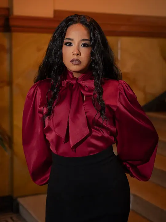 Victorian Silk Blouse in Crimson Red