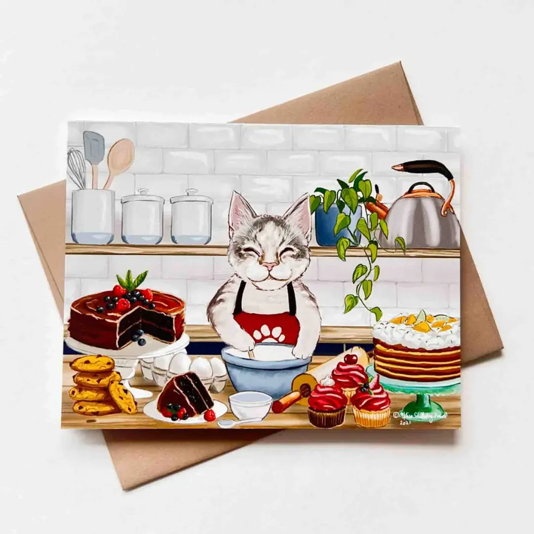 Baker Kitty Card, Wholesale 6 Pack
