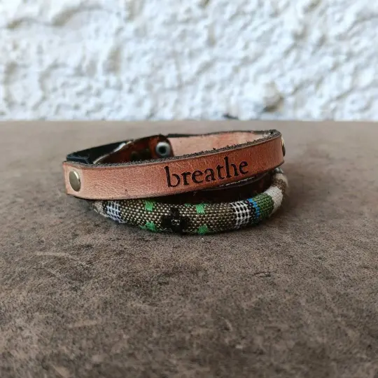 Boho Surfers Black Brown Double Wrap Leather Bracelet | OOAK