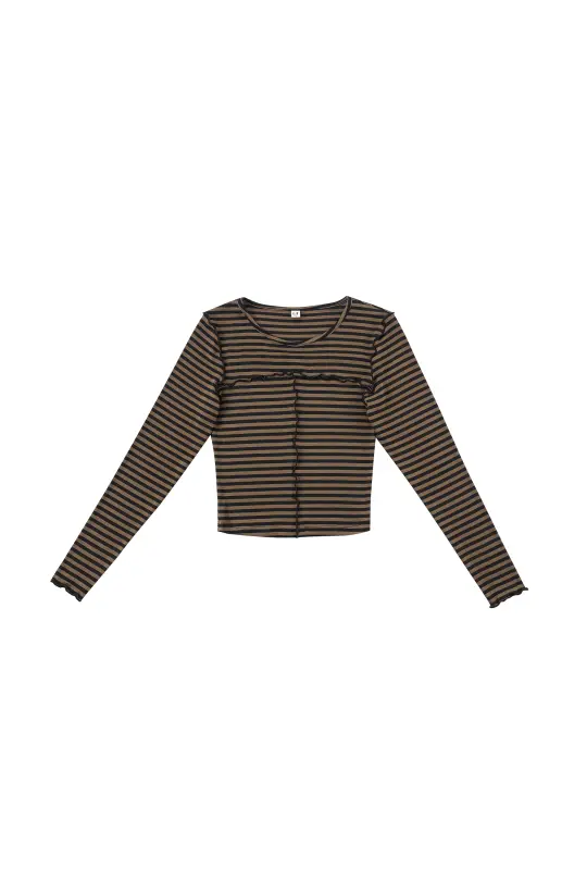 Long Sleeve Shirt Brown Stripe