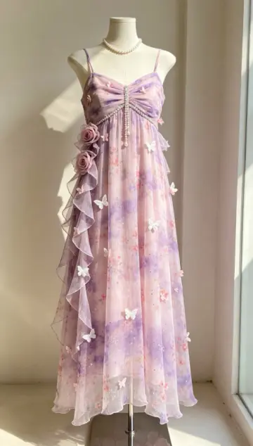 Charming Lavender Prom Dress ,A-Line Spaghetti Straps Applique Romantic Maxi Summer Dress Cami Dress RS1193