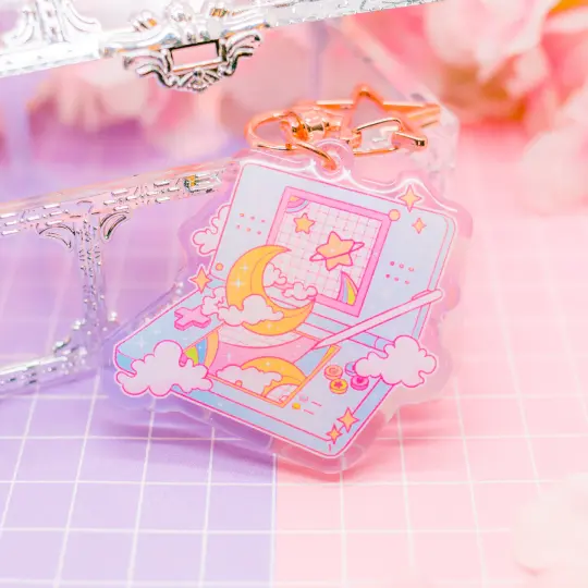 Retro Dreams - DS Moon Lite acrylic charm / keychain