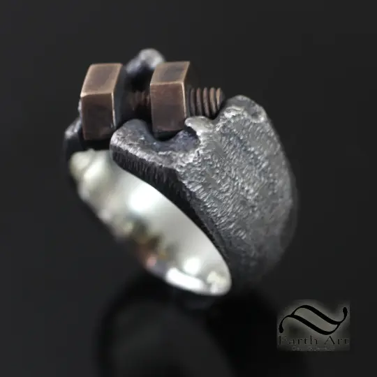 Bolted Signet - Sterling and Bronze