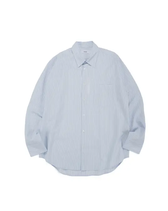 marka Regular Collar Shirt Organic Cotton Stripe Saxe Stripe