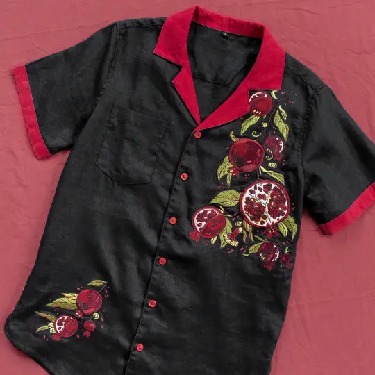 [LINEN BUTTON DOWN] Scarlet Garden
