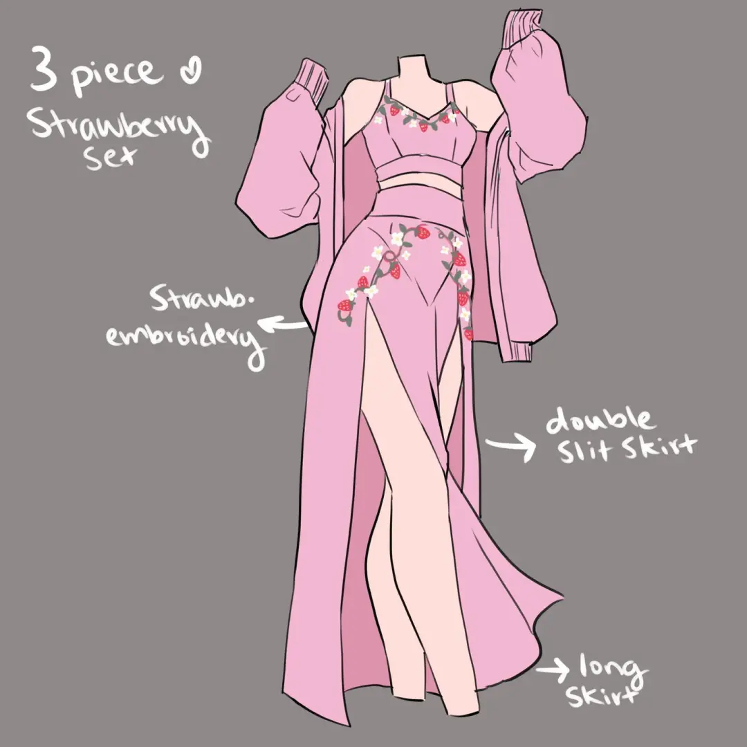 (Interest Check) 3 Piece Embroidered Strawberry Set (In Development)