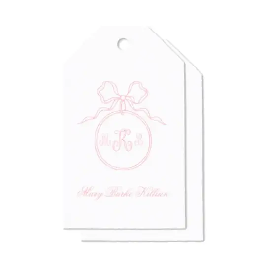 Custom White and Pink Foil Printed Gift Tag