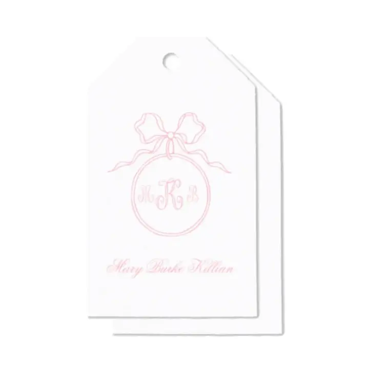 Custom White and Pink Foil Printed Gift Tag