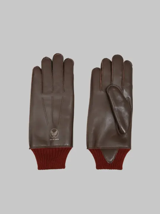 Buzz Rickson's BR02835 Type A-10 "Flying Winter" Brown Leather x Red Rib Gloves