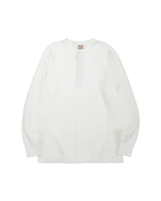 The Real McCoy's MC22120 Western Cardigan Stitch Henley Shirt White