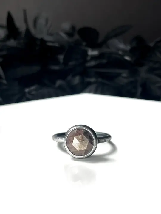 Rose-Cut Chocolate Sapphire Ring - Size 7