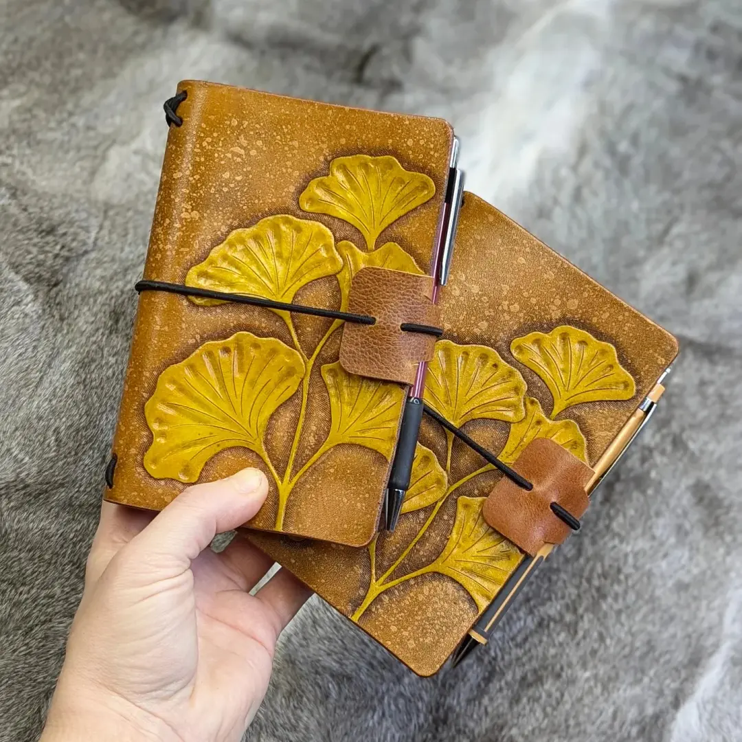 CUSTOM Traveller's Notebook | Ginkgo Leaves, Set of Two for N.C.