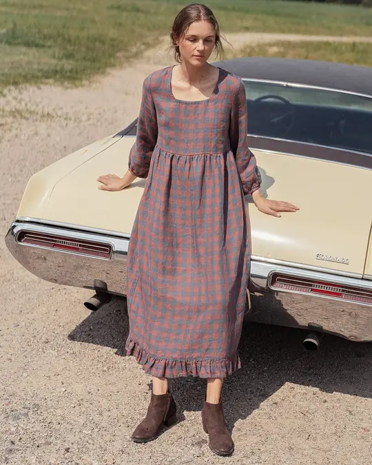AMBERLEY ruffled linen dress