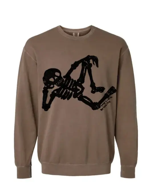 Skeleton Sweatshirt in Repose, Halloween Sweatshirt, 100% Cotton