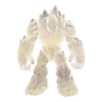 Unpainted 28mm 3D-printed clear resin earth elemental with a crest of crystal spikes and shard covered fists, tabletop RPG miniature for D&D, Pathfinder & wargaming