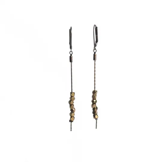 Faceted Bead Earrings - Raw Brass