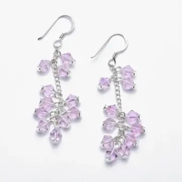 Pink Crystal and Silver Earrings