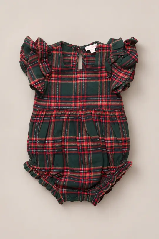 Baby Hattie Romper in Evergreen Plaid
