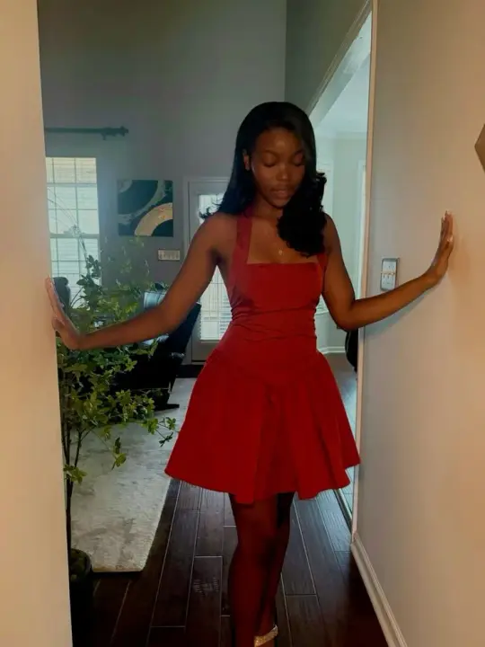 Minimalist Red A-Line Halter Bodycon Mini Birthday Dress Homecoming Dress RS271