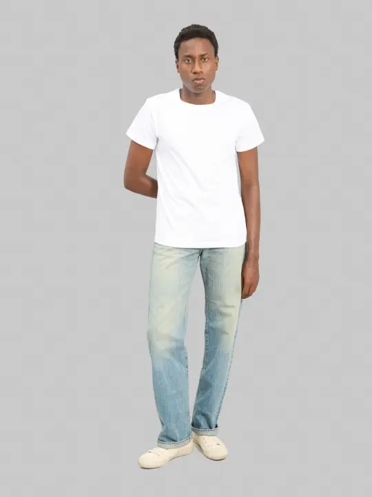 The Flat Head FN-D111C 14.5oz "Real Aging" Light Indigo Wide Straight Jeans