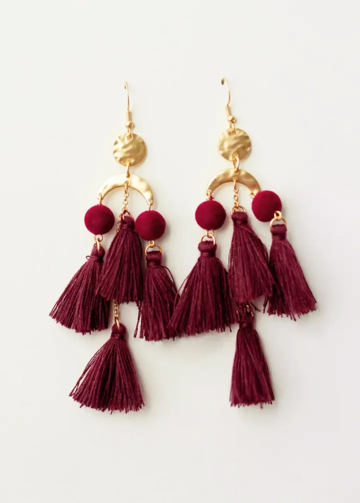 Pomlara Earrings in Burgundy