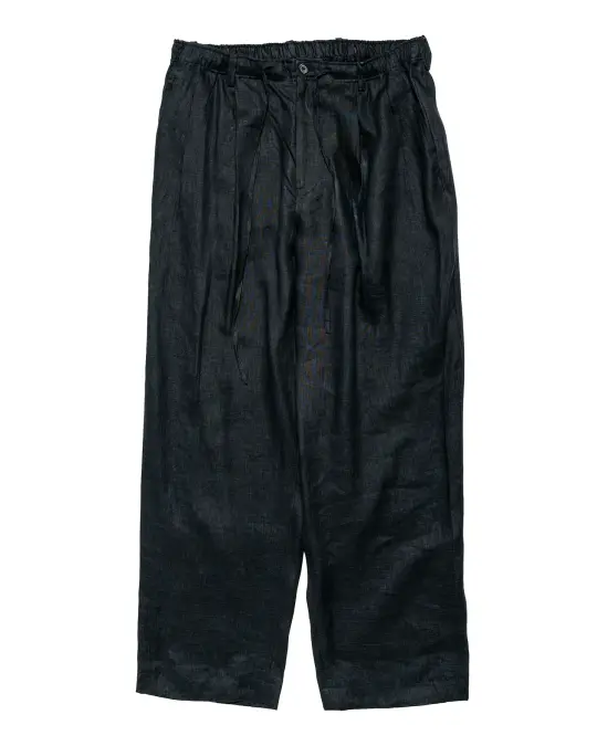 MARKAWARE Double Pleated Easy Trousers Hemp Shirting Black
