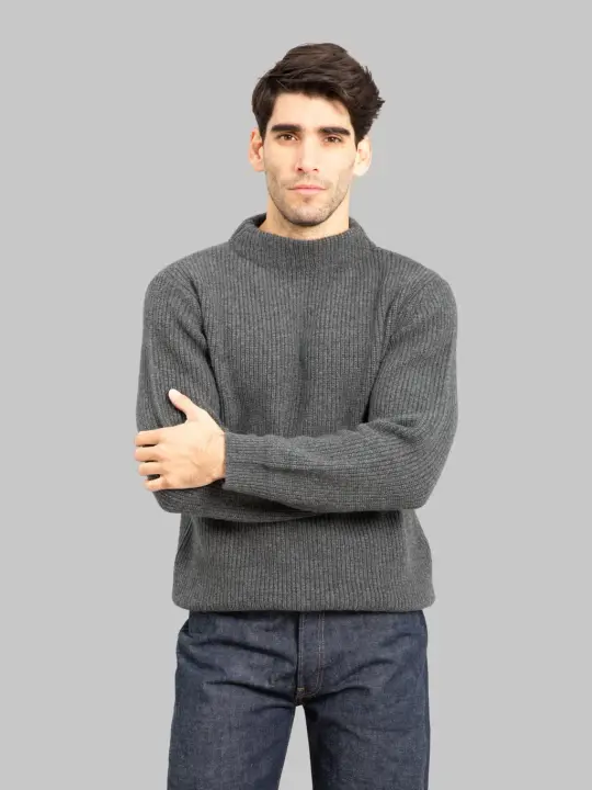 Mooncastle 7G Cashmere Bottleneck Pullover Dark Grey