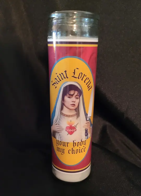 Lorena Bobbit Your body my choice candle