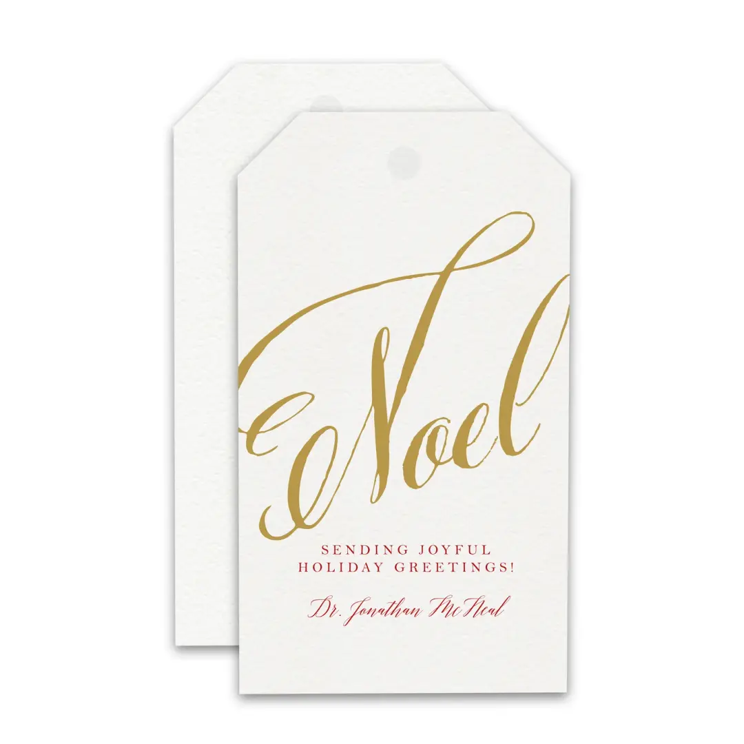 Gold & Red Noel Holiday Gift Tag