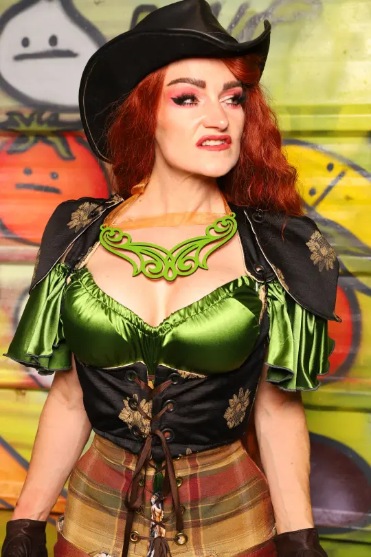 Cropped Vixen W/Pauldron shoulders in Black Thistle Brocade - The Hoedown Throwdown Collection