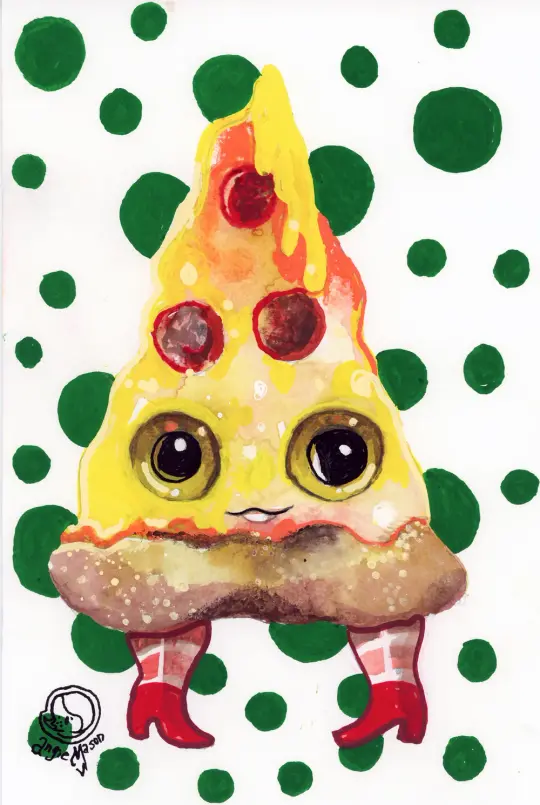 'Pizza Party' Mixed media paint 2023