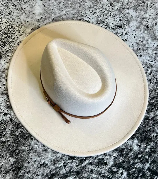 Cream Plain Vegan Felt XL Wide Brim Hat