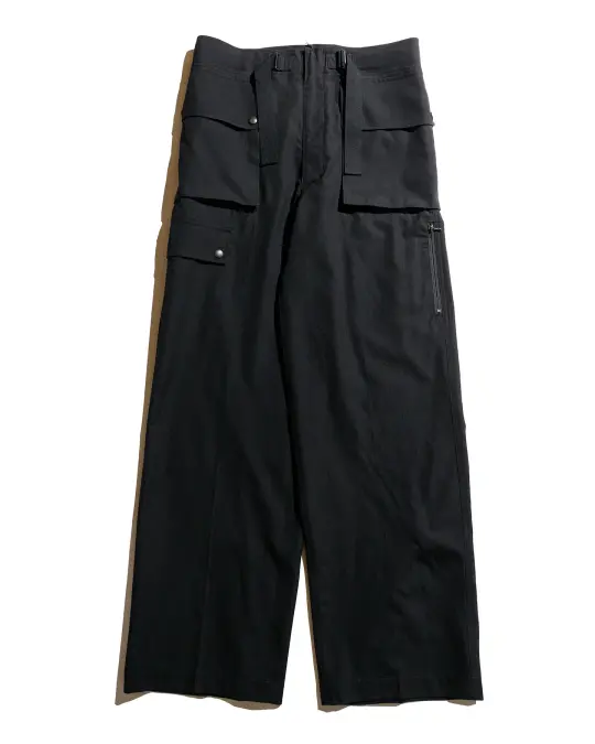 Auralee Wool Herringbone Cargo Pants Black