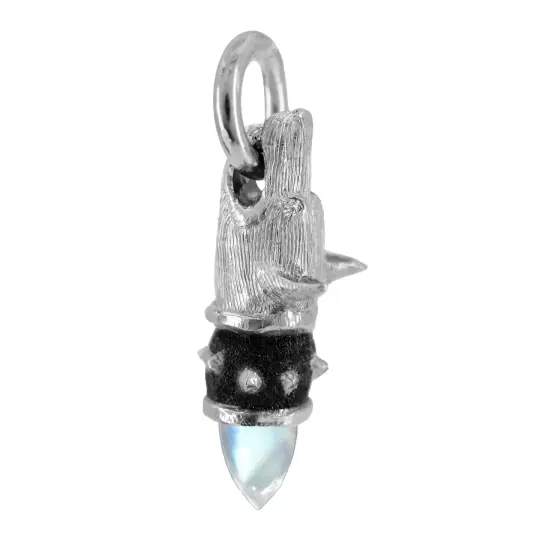 Clowder - Watchful Hound Pendant with Rainbow Moonstone and Diamonds