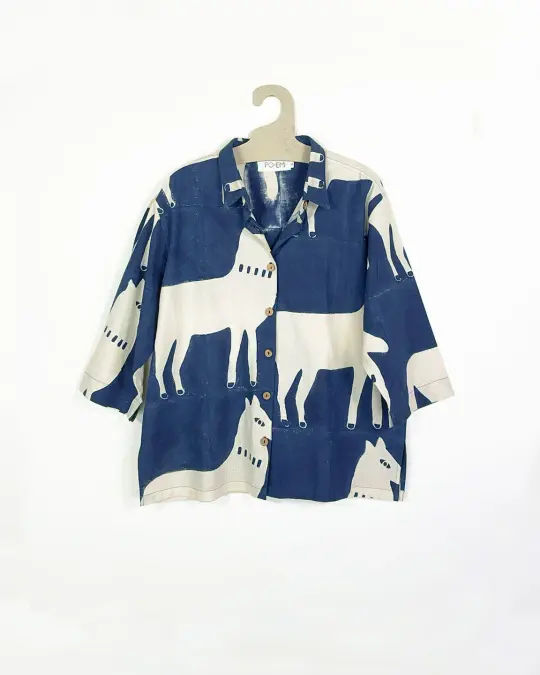 Casa Top in Blockprinted Horse