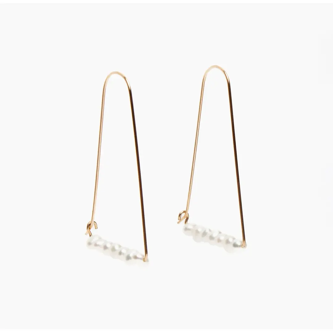 Large Mountain Hoop Earrings with Freshwater Pearls