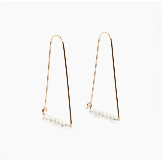 Large Mountain Hoop Earrings with Freshwater Pearls