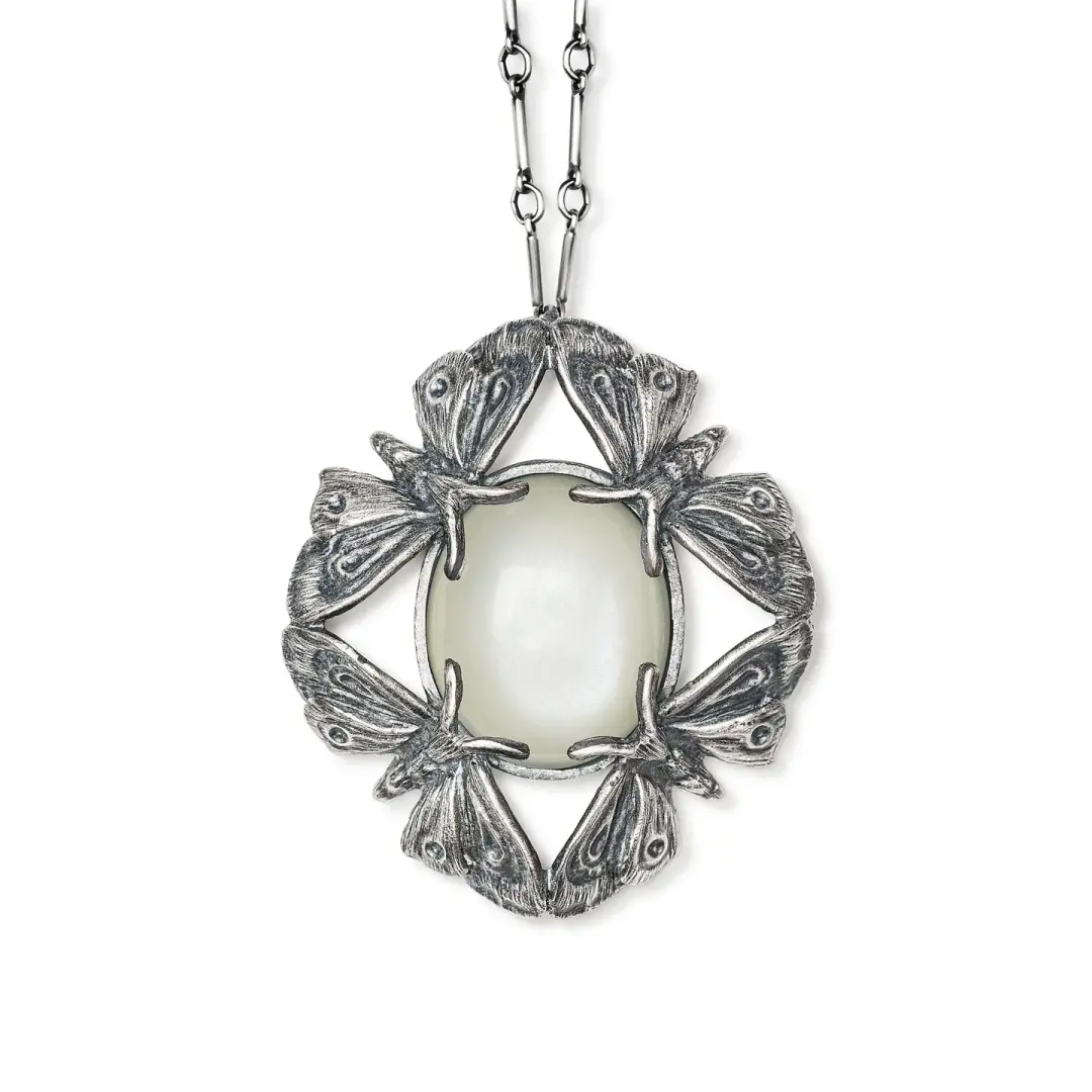 Eclipse Alice Moths. Gray Moonstone Necklace.