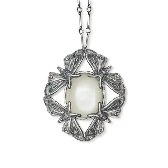 Eclipse Alice Moths. Gray Moonstone Necklace.