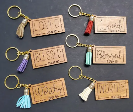 Bible verse key chains with tassel