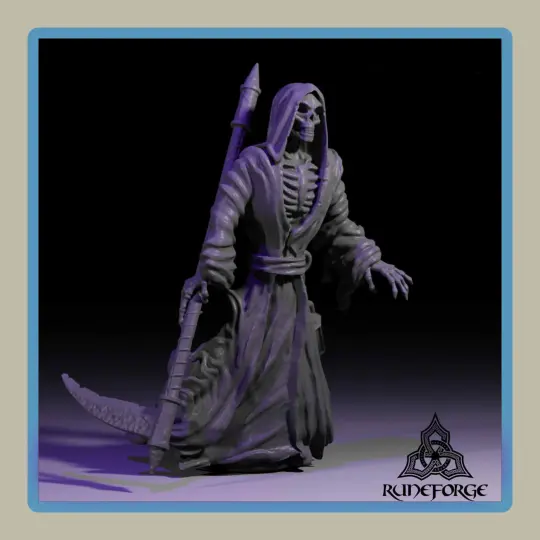 render of 28mm miniature undead reaper floating