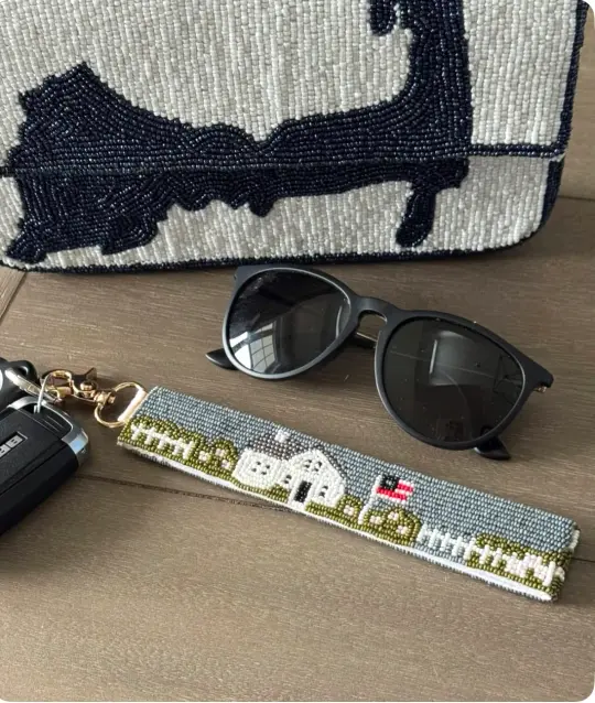 Cottage by the Sea Beaded Keychain Wristlet