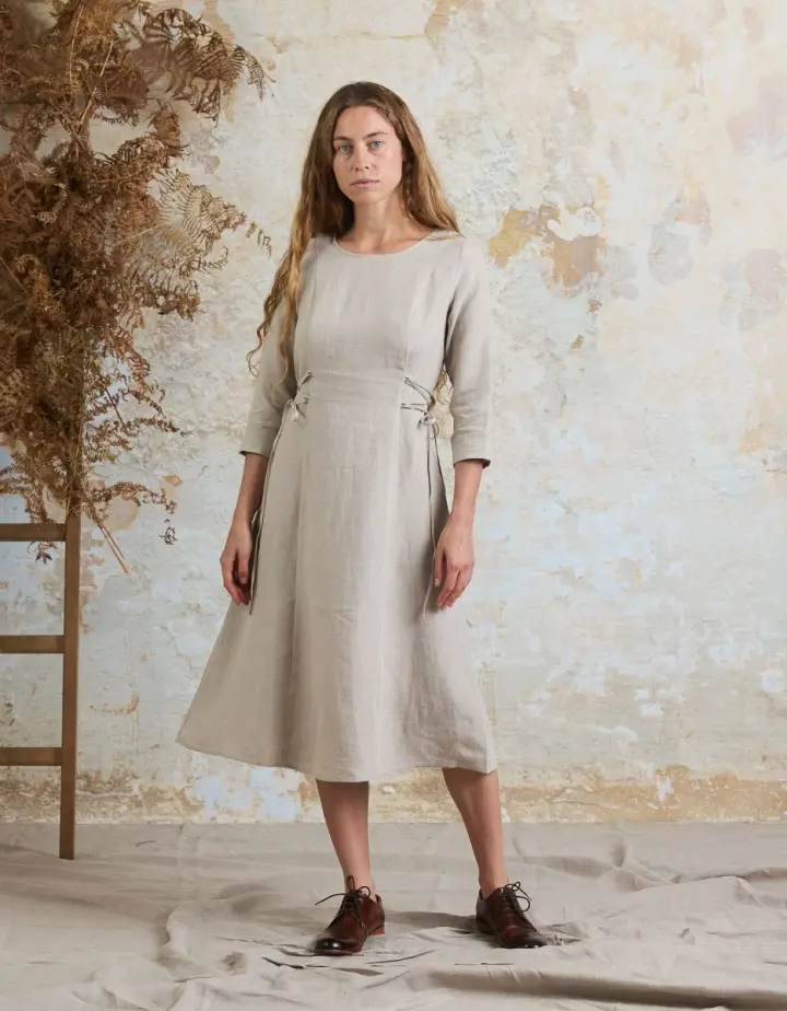 Robe 'Elina' midi en lin naturel